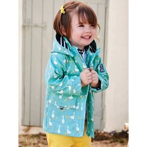 JoJo Maman Bébé Rain Jacket Kids 2–3 Years Blue Duck Print Hooded Coat